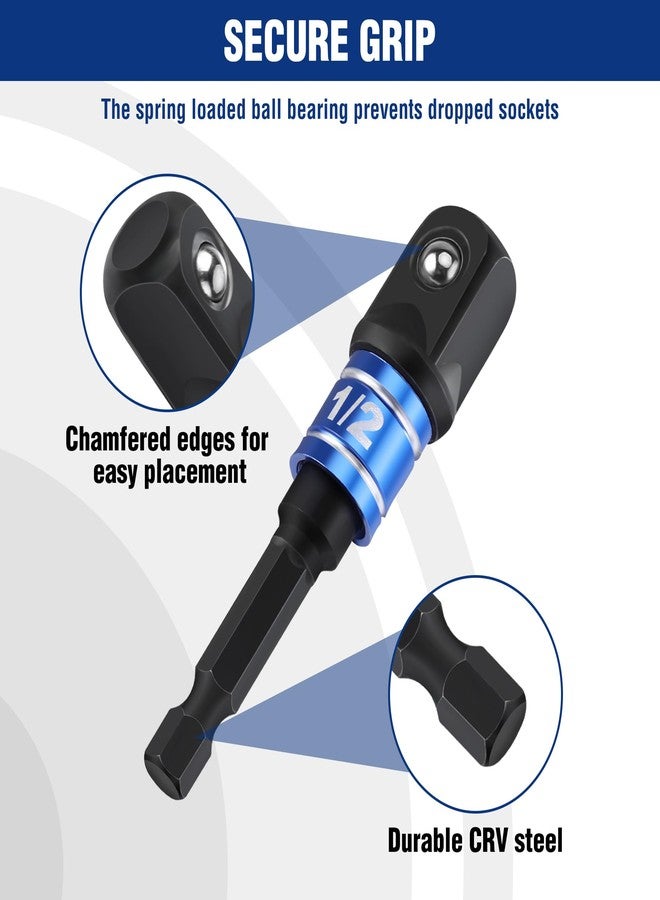 WORKPRO Impact Grade Socket Adapter Set, 1/4", 3/8", & 1/2" Drive, Extension Driver Bit With Holder, for Power Drill to High Torque Impact Wrench - Image 5