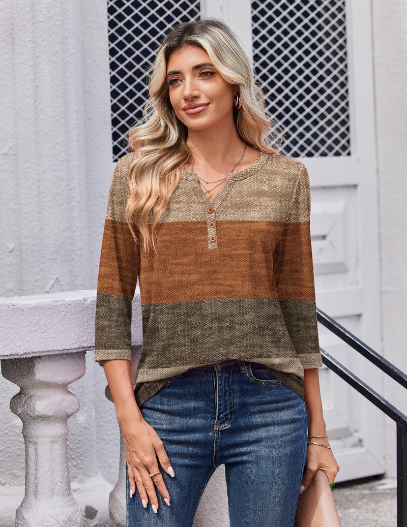Zeagoo T Shirts for Women 2026 Spring Summer Boho Tops 3 Quarter Sleeve Shirts Dressy Casual Blouses Clothes - Image 4