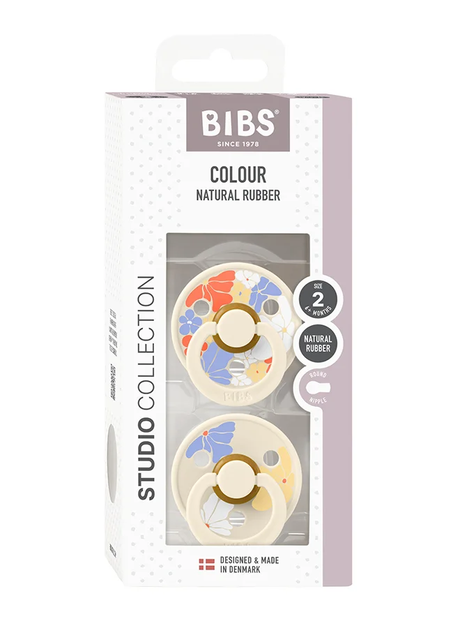 BIBS Pack of 2 Studio Colour Morning Bloom Latex Size 2 Ivory Mix