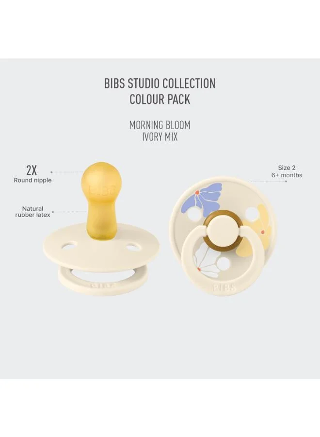 BIBS Pack of 2 Studio Colour Morning Bloom Latex Size 2 Ivory Mix