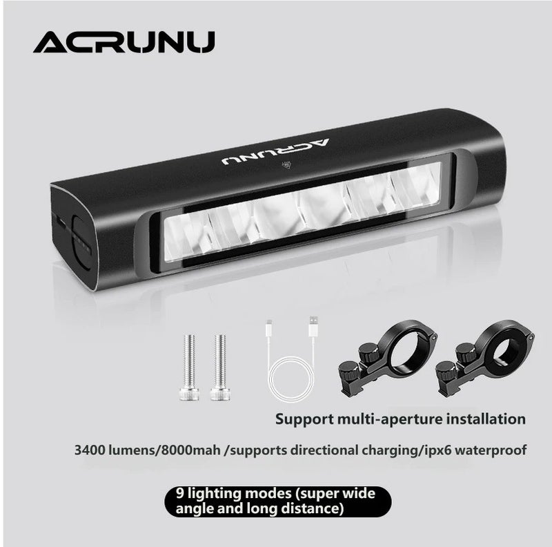 ACRUNU High-Lumen Anti-Glare LED Bike Headlight – Aluminum Alloy Light for Night Riding and Road Cycling - Image 1