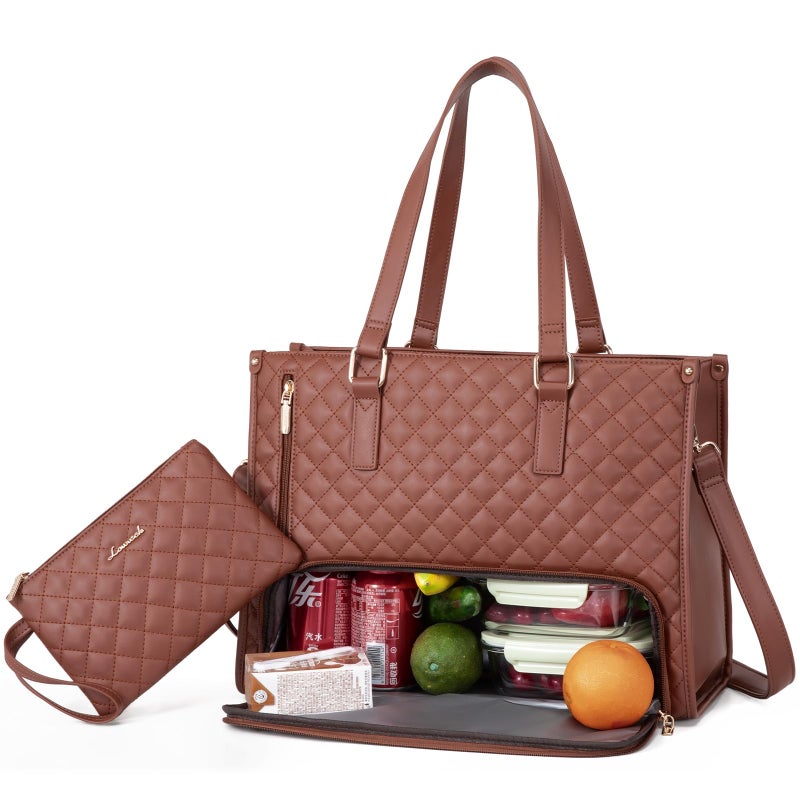 Quilted large-capacity computer portable tote bag with insulation layer - Image 1