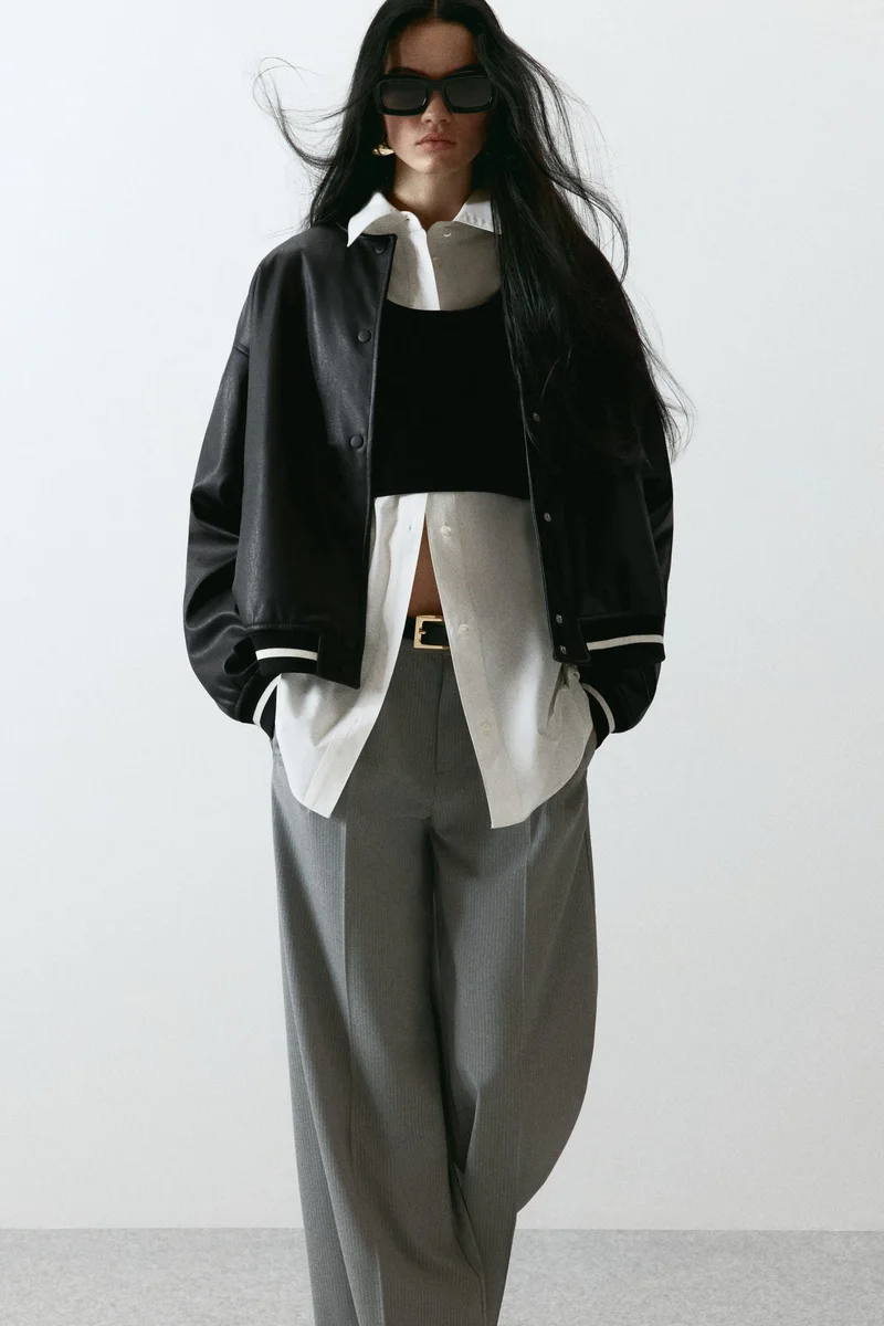 اتش اند ام جاكيت بومر من النسيج المطلي