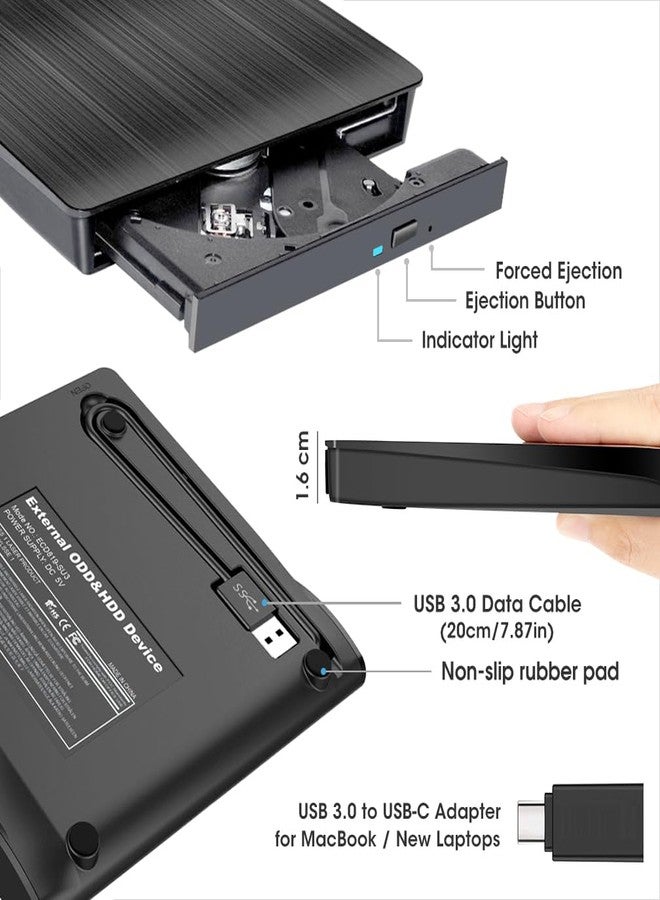 ROOFULL USB 3.0 External DVD Drive with Protective Storage Carrying Case Bag, Portable CD DVD +/-RW Drive Burner, Compatible for Windows 10/8 / 7 Laptop Computer PC of HP Dell LG Asus Acer LG Lenovo - Image 5