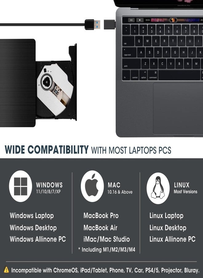 ROOFULL USB 3.0 External DVD Drive with Protective Storage Carrying Case Bag, Portable CD DVD +/-RW Drive Burner, Compatible for Windows 10/8 / 7 Laptop Computer PC of HP Dell LG Asus Acer LG Lenovo - Image 4
