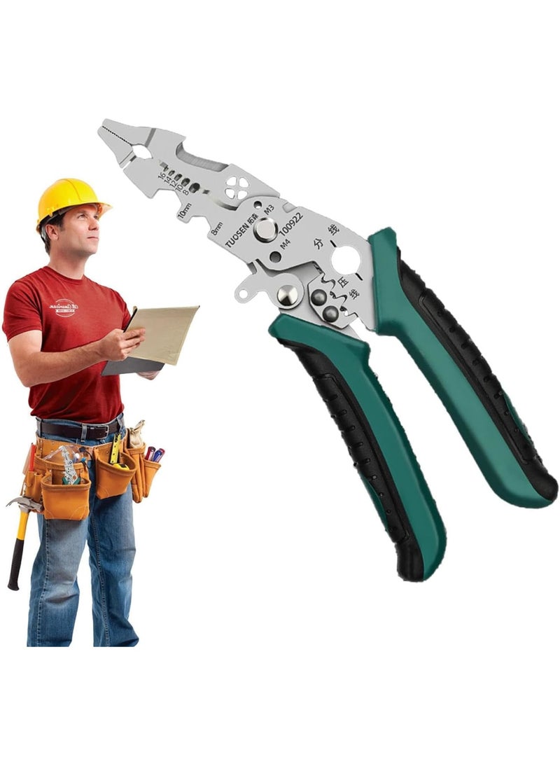 SOLARAE Wire Stripper Cutter, Multi-Function Wire Stripping Tool, Professional Handle Design Wire Cutter, Universal Wire Cutters and Crimping Tool, Multifunctional Electrician Pliers for Crimping, Cutting - Image 1