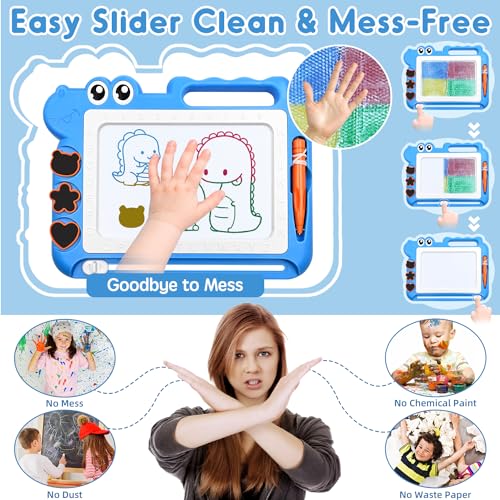 AiTuiTui Magnetic Drawing Board Toddler Toys Gift for Girls Boys, Color Sketch Writing Scribble Doodle Pad Travel Games, Educational Learning Kids Toys for Toddlers Birthday Stocking Stuffers (Blue) - Image 5