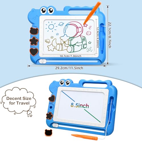 AiTuiTui Magnetic Drawing Board Toddler Toys Gift for Girls Boys, Color Sketch Writing Scribble Doodle Pad Travel Games, Educational Learning Kids Toys for Toddlers Birthday Stocking Stuffers (Blue) - Image 2