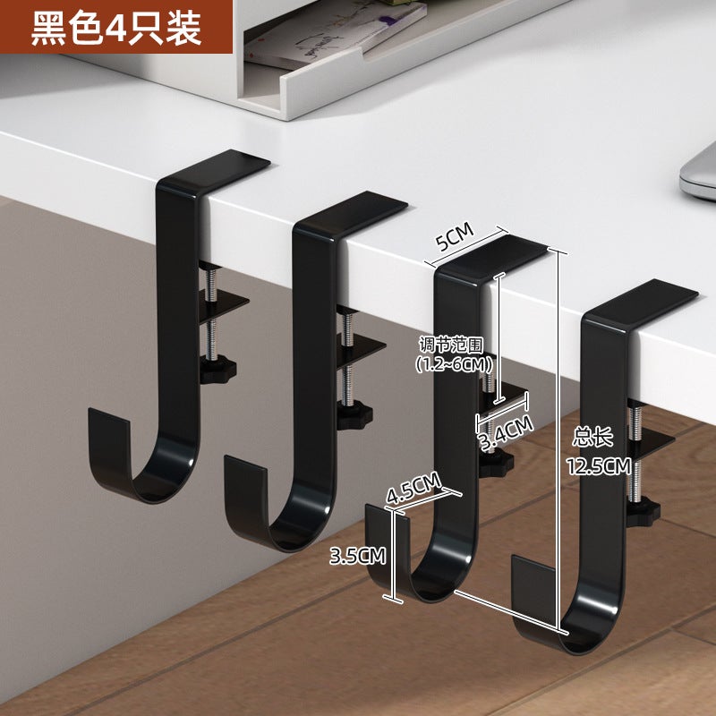 Adhesive Desk Edge Bag HangerBlack bag 4 Pack Black bag 4 Pack 