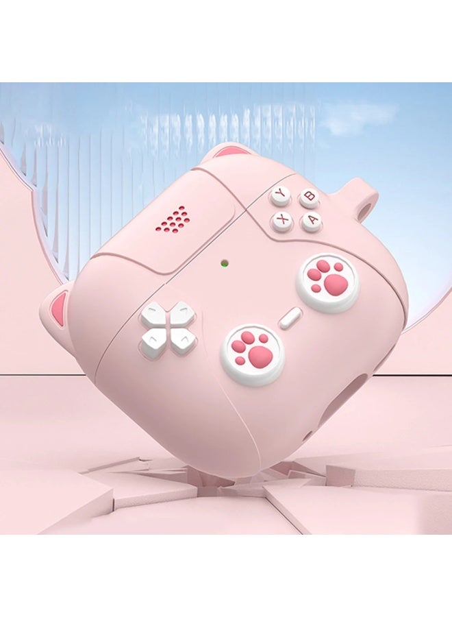 AGYAONE For AirPods 4 Headphone Case - Cat Ear Shape Headphone Case, Pink Case - With Cat Ear Shape Lanyard, Designed for AirPods 4 - Pink - Image 1