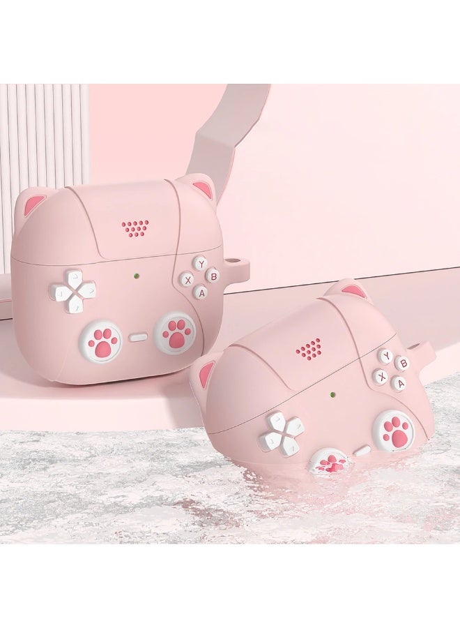 AGYAONE For AirPods 4 Headphone Case - Cat Ear Shape Headphone Case, Pink Case - With Cat Ear Shape Lanyard, Designed for AirPods 4 - Pink - Image 2