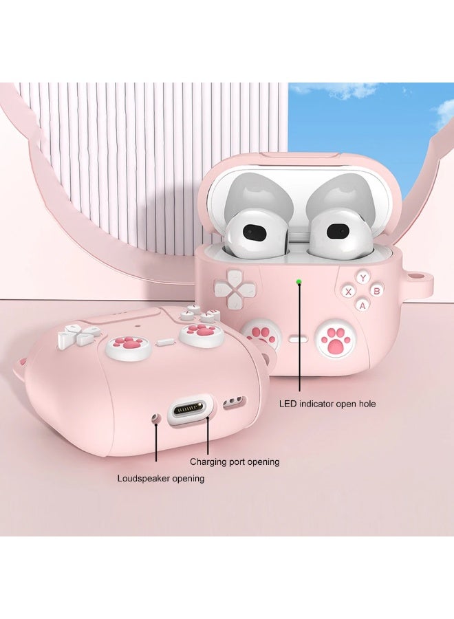 AGYAONE For AirPods 4 Headphone Case - Cat Ear Shape Headphone Case, Pink Case - With Cat Ear Shape Lanyard, Designed for AirPods 4 - Pink - Image 4