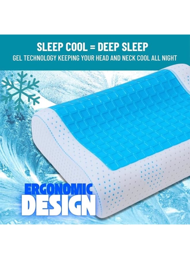 وسادة جل ميموري فوم كبيرة 40 × 60 سم - تبريد مثالي، وسادة نوم صحية لدعم الرقبة والعمود الفقري، ارتفاع مزدوج مع غطاء قطني مضاد للبكتيريا قابل للغسل - Image 5