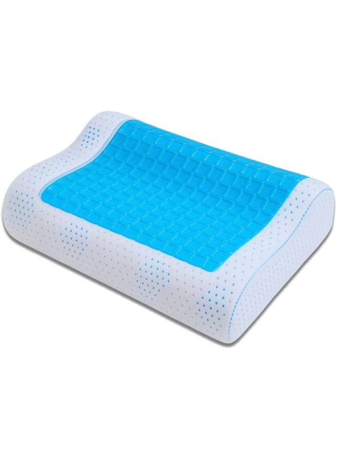 وسادة جل ميموري فوم كبيرة 40 × 60 سم - تبريد مثالي، وسادة نوم صحية لدعم الرقبة والعمود الفقري، ارتفاع مزدوج مع غطاء قطني مضاد للبكتيريا قابل للغسل - Image 1
