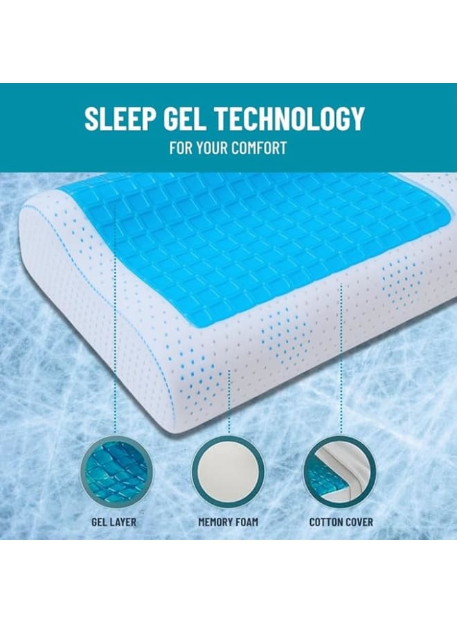 وسادة جل ميموري فوم كبيرة 40 × 60 سم - تبريد مثالي، وسادة نوم صحية لدعم الرقبة والعمود الفقري، ارتفاع مزدوج مع غطاء قطني مضاد للبكتيريا قابل للغسل - Image 4