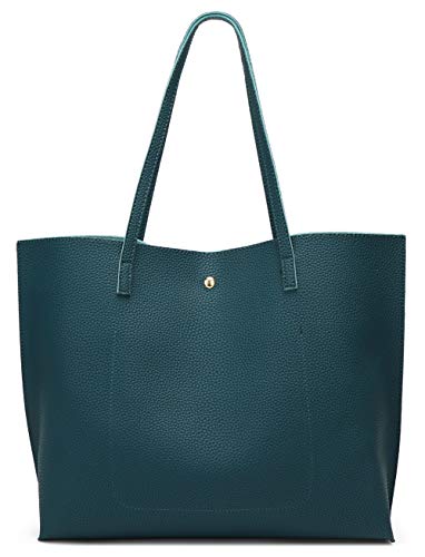 Dreubea Women's Soft Faux Leather Tote Shoulder Bag from, Big Capacity Tassel Handbag Dark Teal - Image 3
