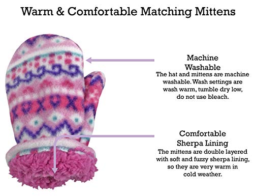 N'Ice Caps N’Ice Caps Toddler Baby Winter Hat Mitten Set – Kids Boys Girls Gloves Fleece Sherpa Lined (Fair Isle Print, 2-3 Years) - Image 5