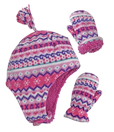 N'Ice Caps N’Ice Caps Toddler Baby Winter Hat Mitten Set – Kids Boys Girls Gloves Fleece Sherpa Lined (Fair Isle Print, 2-3 Years) - Image 1