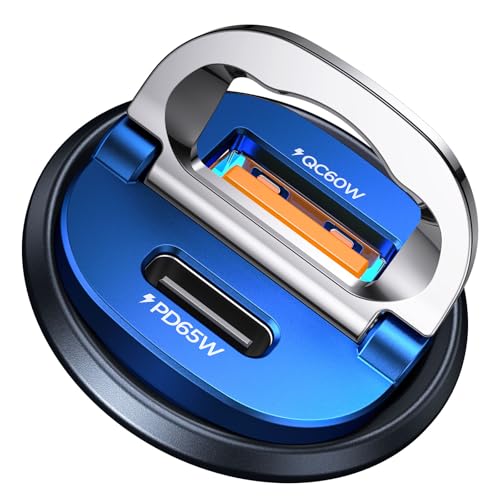 MRGLAS Upgraded 125W USB C Car Charger Super Fast Charging for iPhone 16 PD65W QC60WAll Metal MRGLAS Cigarette Lighter Car ChargerDual Port for iPhone 16 15 Pro iPad Samsung S25 S24 MacBookBlue - Image 1