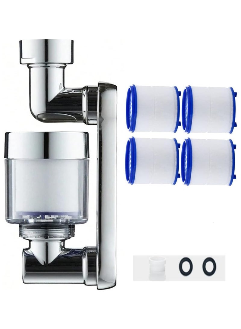 1080 Degree Rotating Bathroom Faucet Filter with 4 Filter Cartridges Sink Faucet Filter Faucet Extender for Kitchen and Bathroom with Installation Tools - Image 1