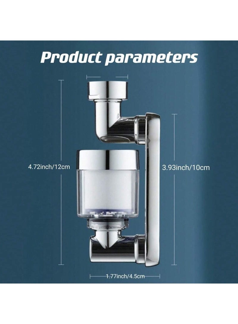 1080 Degree Rotating Bathroom Faucet Filter with 4 Filter Cartridges Sink Faucet Filter Faucet Extender for Kitchen and Bathroom with Installation Tools - Image 4