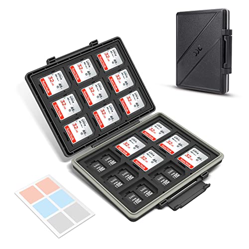 JJC High Capacity 54 Slots Memory Card Case for 36 Micro SD and 18 SD Cards with LabelsWaterResistant AntiShock AntiDustMicro SDSDHCSDXC TF Card and SDSDHCSDXC Holder Organizer Storage - Image 1