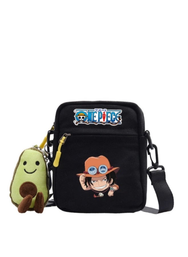 NIBEMINENT Anime One Piece Lufei Skew Straddle Bag Small Square Bag One Shoulder Backpack