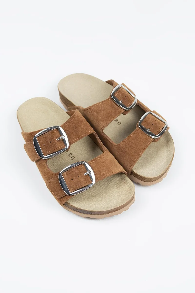 Manijero Manijero Irene Eva Genuine Leather Women's Tan - Silver Buckle Double Buckle
