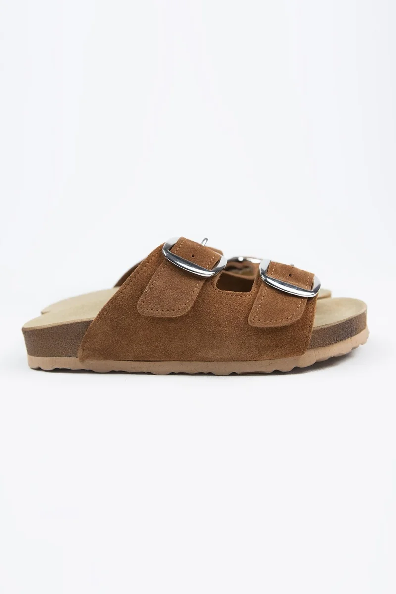 Manijero Manijero Irene Eva Genuine Leather Women's Tan - Silver Buckle Double Buckle