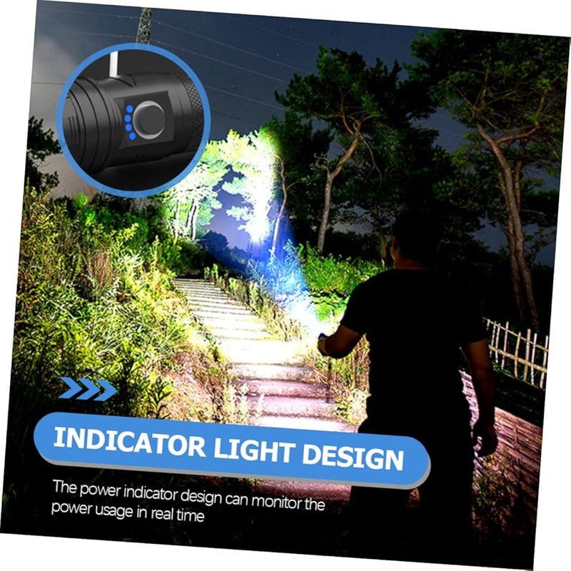 HOMSFOU مصباح يدوي عالي الكثافة قابل للتكبير بشاشة LED تلسكوبي قابل لإعادة الشحن عبر USB للتخييم - Image 3