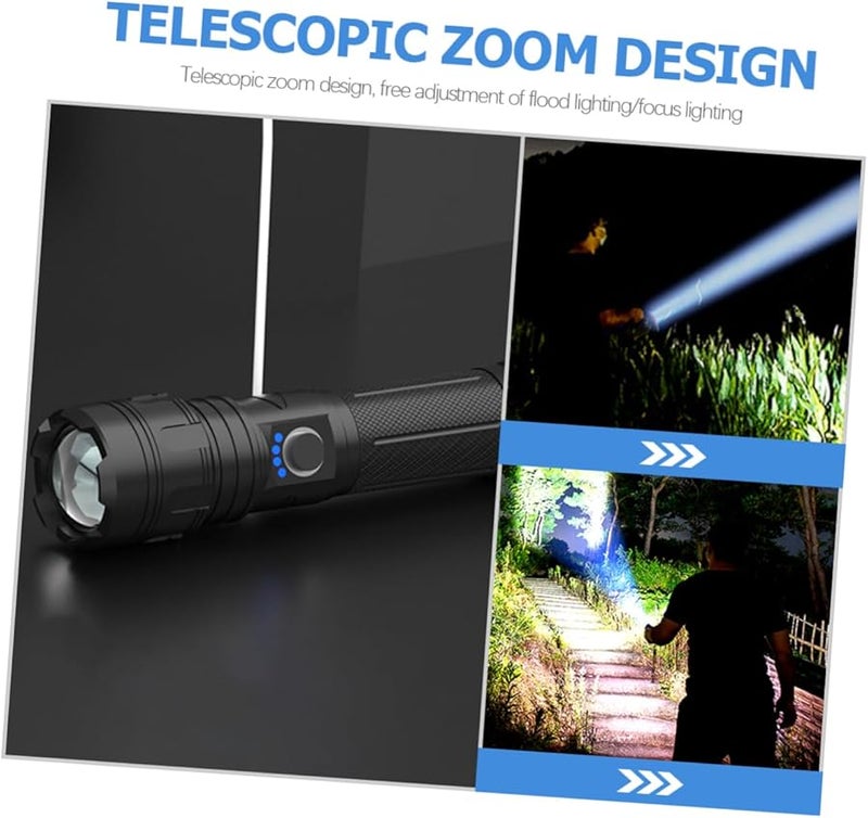 HOMSFOU مصباح يدوي عالي الكثافة قابل للتكبير بشاشة LED تلسكوبي قابل لإعادة الشحن عبر USB للتخييم - Image 4