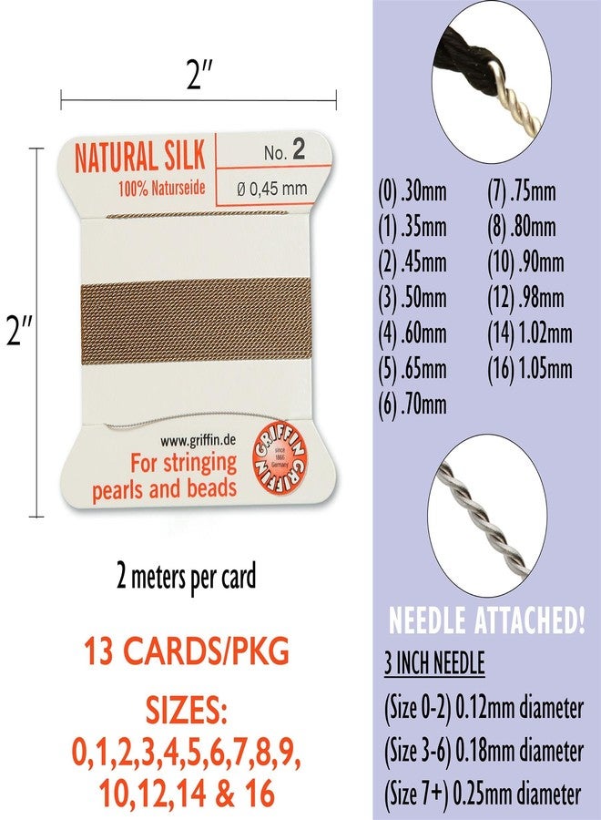 Griffin Silk Bead Cord Perlseide - Beige Color - Size Assortment 0-16 - 2 Meters per Card - Stainless Steel Needle Attached - for Knotting Pearls, Gemstones, Crystals and Beads - Image 4