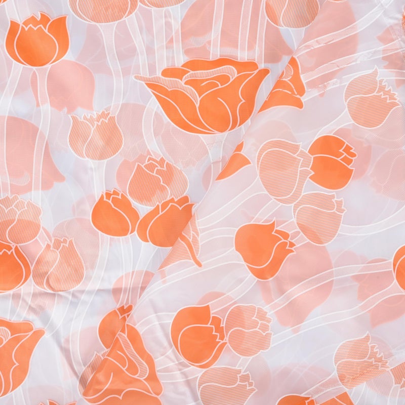 Kuber Industries (Pack of 2) Shower Curtain | 7 Feet | PVC Waterproof Window Curtain | Bathtub Shower Curtain | AC Curtains | 8 Rings Curtain | Orange Gulab | Blury Transparent - Image 5