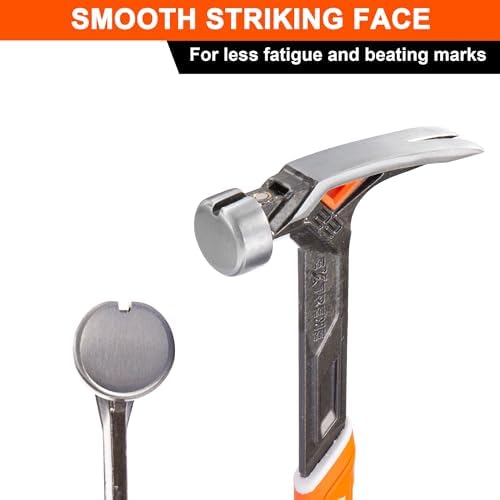 VANQUISH 17 oz Framing Hammer, Straight Claw Hammer with Magnetic Nail Holder, Rip Claw Hammer with Smooth Face & Shock Absorbing Grip, Heavy Duty One-piece Forged Hammer 0524 - Image 3