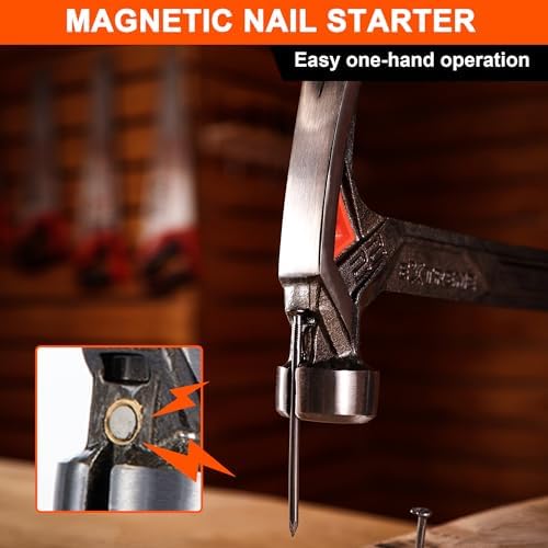 VANQUISH 17 oz Framing Hammer, Straight Claw Hammer with Magnetic Nail Holder, Rip Claw Hammer with Smooth Face & Shock Absorbing Grip, Heavy Duty One-piece Forged Hammer 0524 - Image 2