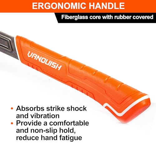 VANQUISH 17 oz Framing Hammer, Straight Claw Hammer with Magnetic Nail Holder, Rip Claw Hammer with Smooth Face & Shock Absorbing Grip, Heavy Duty One-piece Forged Hammer 0524 - Image 4