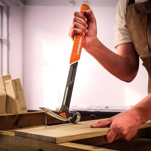 VANQUISH 17 oz Framing Hammer, Straight Claw Hammer with Magnetic Nail Holder, Rip Claw Hammer with Smooth Face & Shock Absorbing Grip, Heavy Duty One-piece Forged Hammer 0524 - Image 5