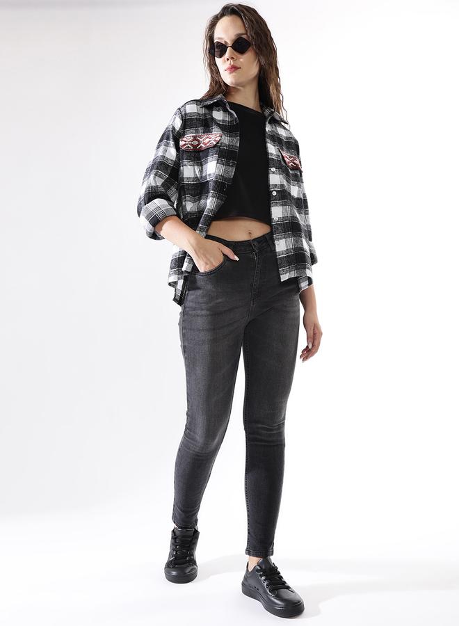 HIGH STAR Women'S Multicolour 100% Cotton Embroidered Button Down Relaxed Shirt - Image 2