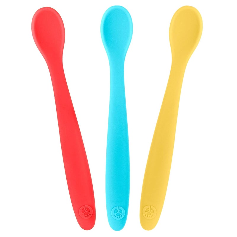 WeeSprout Silicone Baby Spoons - First Stage Infant Feeding Utensils With Soft-Tip, Bendable Kitchenware for Parent & Self-Feeding, Ultra-Durable, Dishwasher Safe, Travel Case, Set of 3 - Image 1