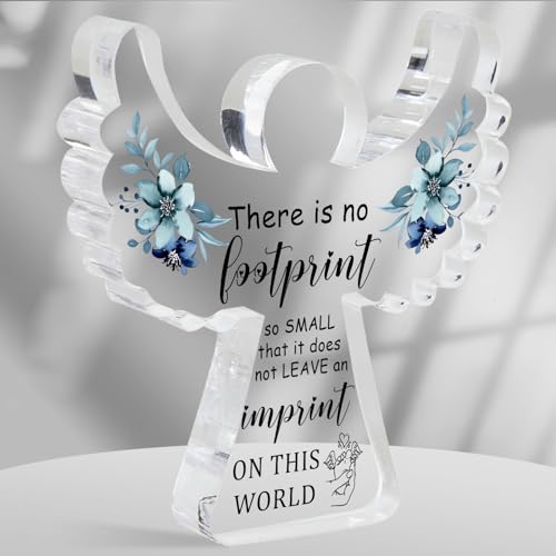 Xendelow Sympathy Gifts, Miscarriage Gifts for Mothers, Remembrance Gift, Remember Me Grieving Present, Baby Footprint Memorial Angel Acrylic Decor, Funeral in Memory of Loss of Baby, Infant Loss Sympathy Gift - Image 1