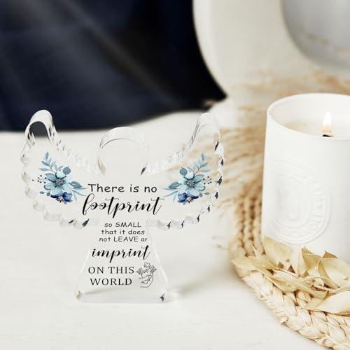 Xendelow Sympathy Gifts, Miscarriage Gifts for Mothers, Remembrance Gift, Remember Me Grieving Present, Baby Footprint Memorial Angel Acrylic Decor, Funeral in Memory of Loss of Baby, Infant Loss Sympathy Gift - Image 5