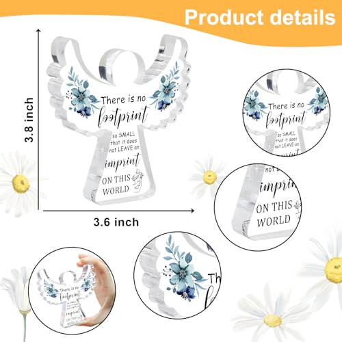 Xendelow Sympathy Gifts, Miscarriage Gifts for Mothers, Remembrance Gift, Remember Me Grieving Present, Baby Footprint Memorial Angel Acrylic Decor, Funeral in Memory of Loss of Baby, Infant Loss Sympathy Gift - Image 2