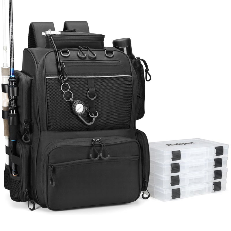 Rabjen Fishing Tackle Backpack with Rod Holders Bottle Holder Storage Bag Store Fishing Gear - Image 2