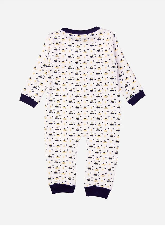 Babies Basic Car Graphic Print Long Sleeves Sleepsuit