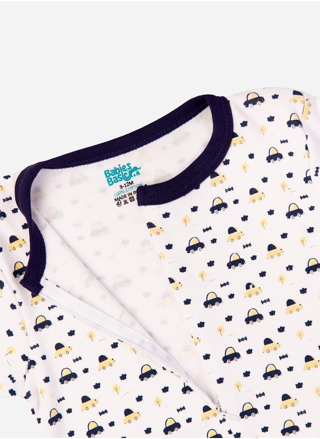 Babies Basic Car Graphic Print Long Sleeves Sleepsuit by Styli  - Image 3