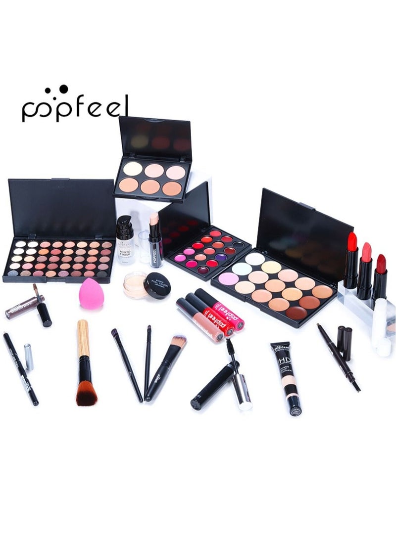 popfeel طقم مكياج شامل متعدد الاستخدامات مصمم للنساء طقم مكياج كامل ضروري للمبتدئين والمحترفين 25 قطعة - Image 3