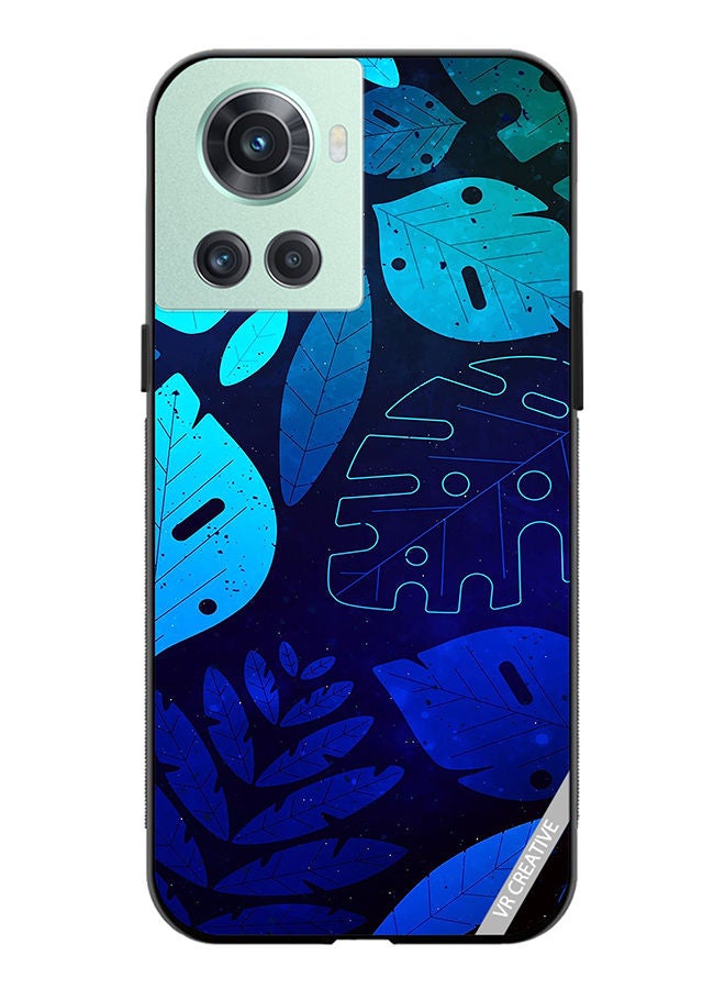 VR CREATIVE Protective Case Cover For OnePlus 10R Blue Tropical Leaves Design Multicolour - Image 1