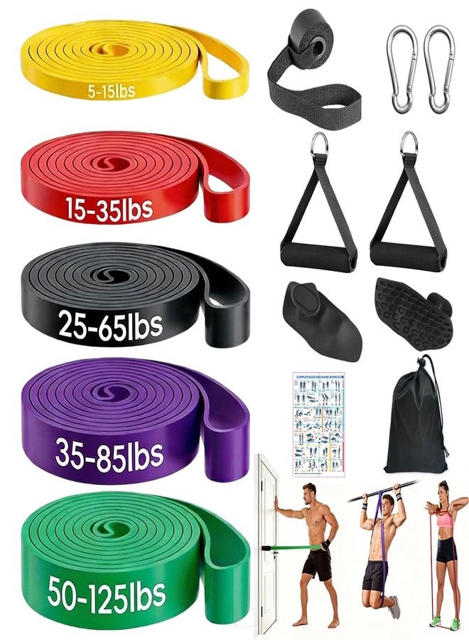 RYNEX Pull Up Assistance Bands, Resistance Bands Set with Handles for Men Women, Workout & Exercise Bands, 5-Level Elastic Bands for Working Out, Stretch Bands for Home Gym, Stretching & Physical Therapy - Image 1