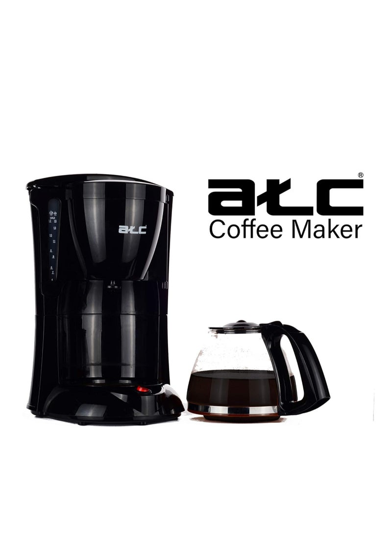 ATC ATC Coffee Maker 1.25L 1000W Black with Anti-Drip Valve, Water Indicator, Auto Keep Warm, Overheat Protection, Adjustable Cup Volume, Fast & Safe Brewing for Home Kitchen, Compact Modern Design  - Image 2