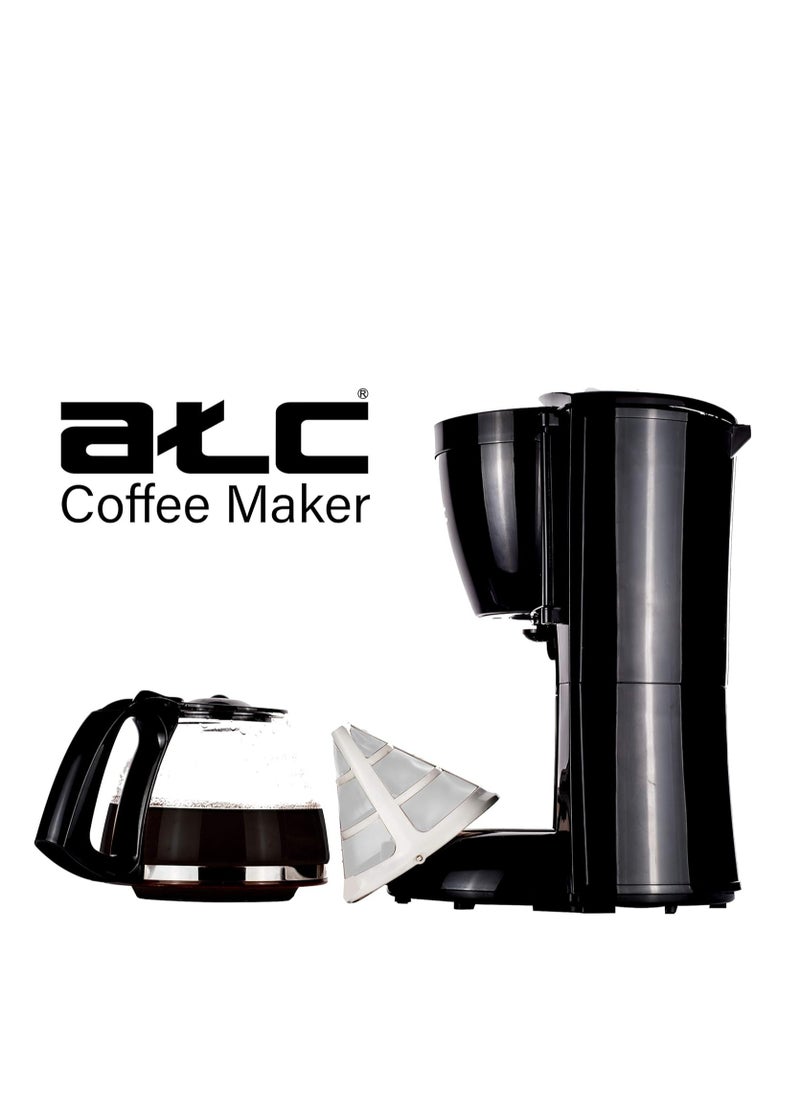 ATC ATC Coffee Maker 1.25L 1000W Black with Anti-Drip Valve, Water Indicator, Auto Keep Warm, Overheat Protection, Adjustable Cup Volume, Fast & Safe Brewing for Home Kitchen, Compact Modern Design  - Image 5
